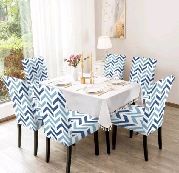 Elastic Stretchable Printed Dining Chair Covers Set of 6 will bloom your dining with their HD printed designs - Polyster, Elastic, Pack of 6, Single Seater